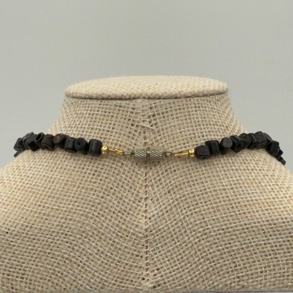 Vintage Natural Black Branch Coral Necklace Bib Statement Design 24 inches - Picture 7 of 16